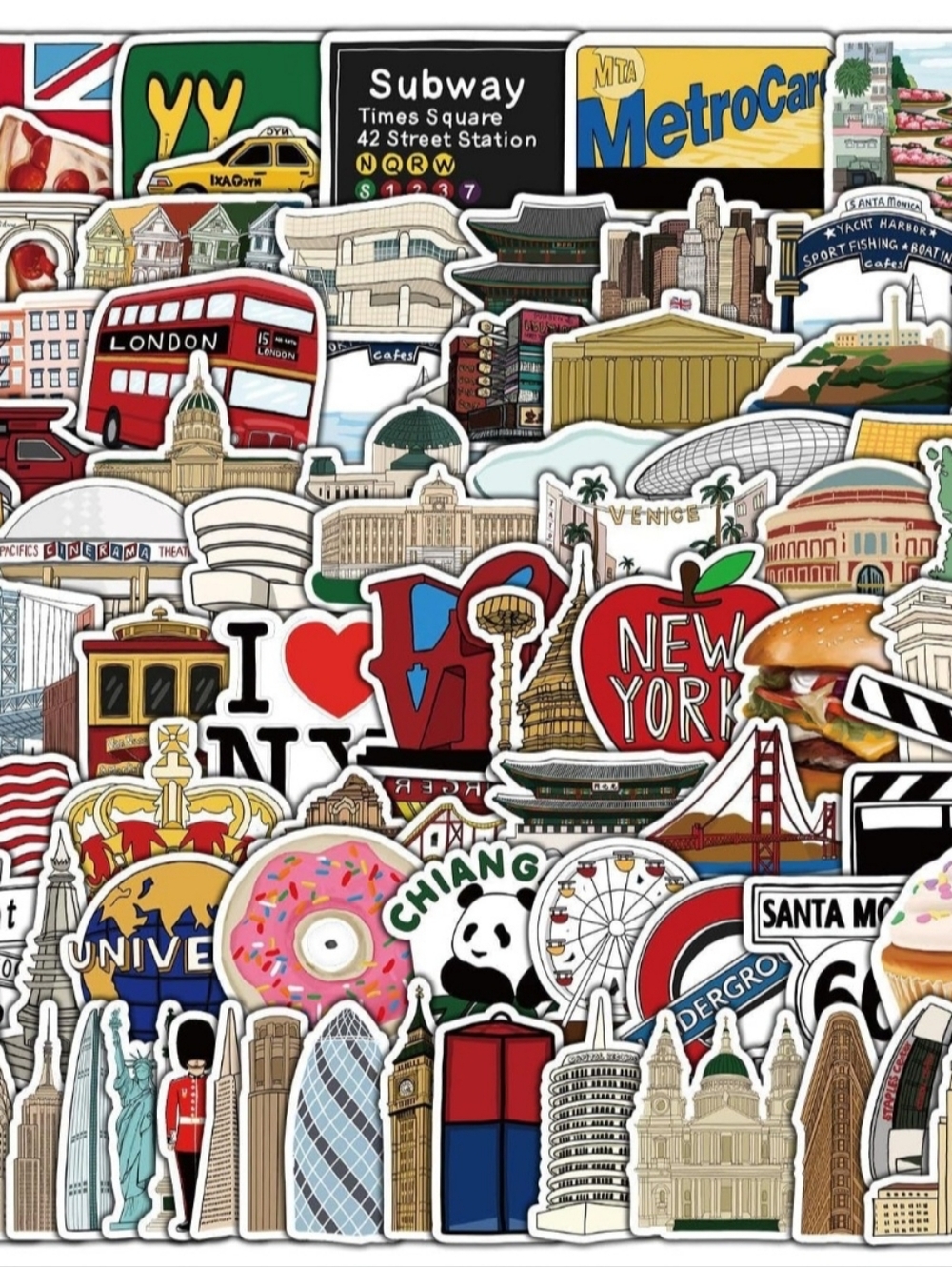 New 100 Pieces City Urban Building Stickers New York London World International